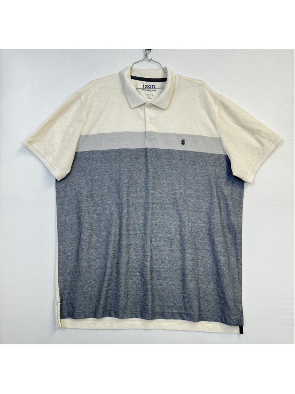 IZOD Advantage Performance Colorblock Polo Natural Gray Men's XL